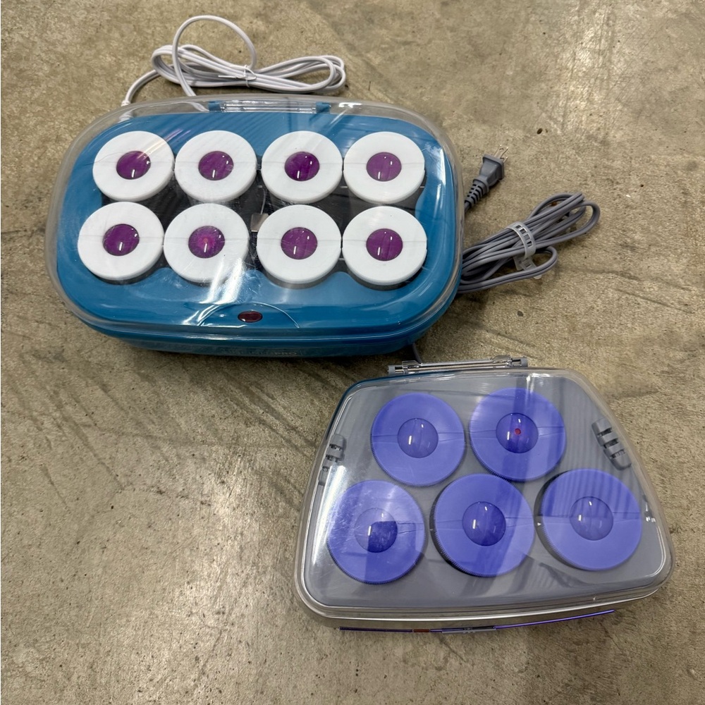 Purple and White Hair Hot Curlers Roller Set